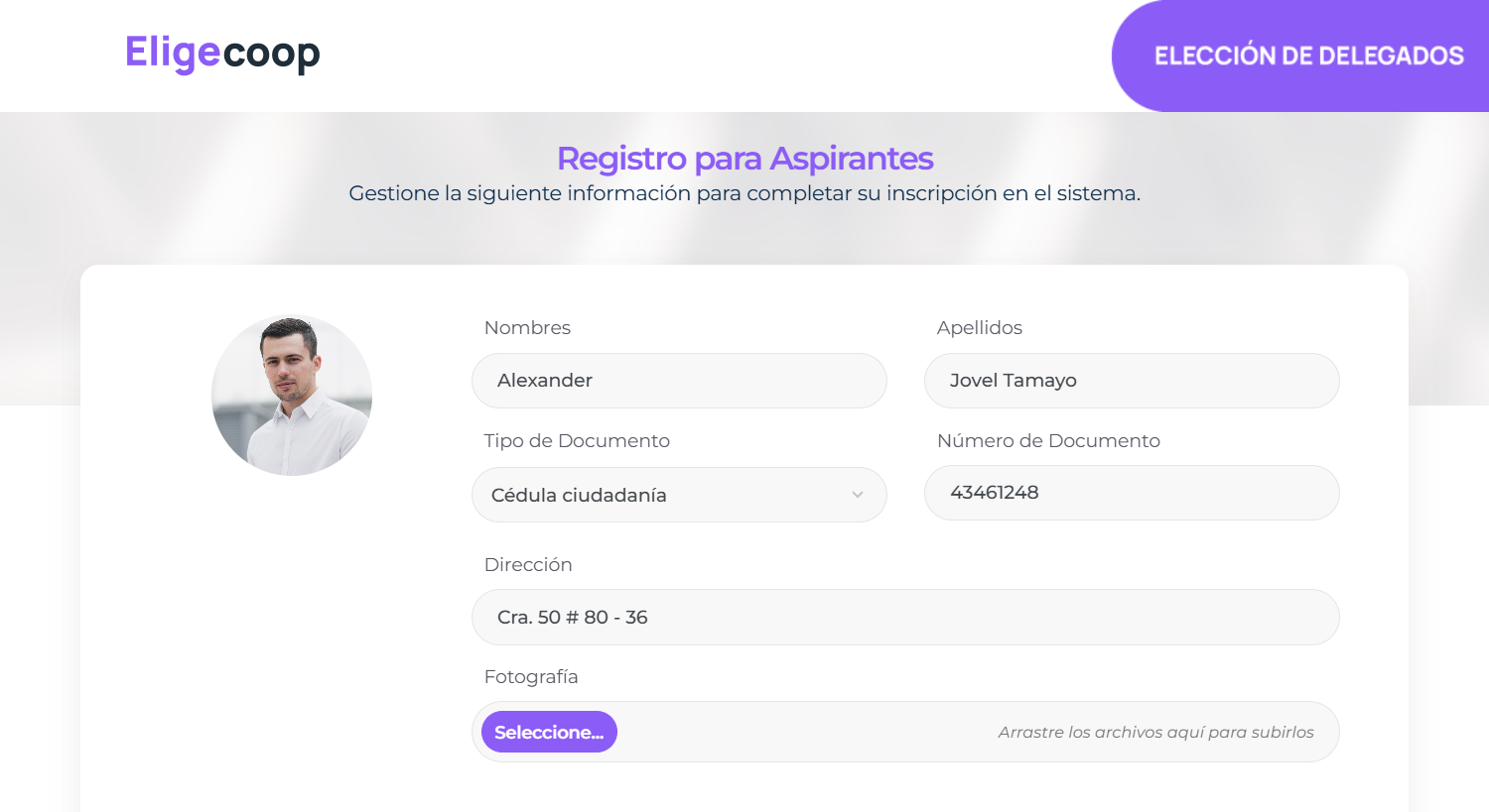 Registro de aspirantes